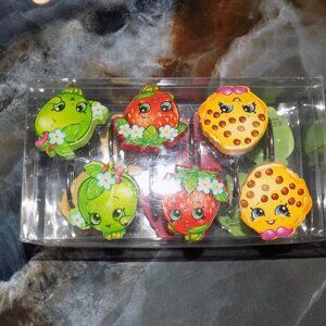 Shopkins Shower Curtain Hooks 12 Pieces Apple Strawberry Cookie NEW